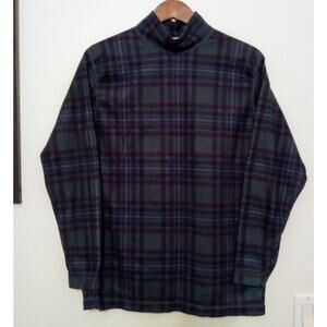 Vintage 90's L.L. Bean Turtleneck Shirt Long Sleeve Plaid Tartan Undershirt SZ ?
